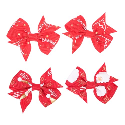 CLISPEED 4 Stück Teiliges Weihnachts Cartoon Haarspangen mit Schleife Niedliche Xmas Haarschmuck für Mädchen Schonend für Volumen Vielseitig Kombinierbar Festliche Haarnadeln für Party und von CLISPEED