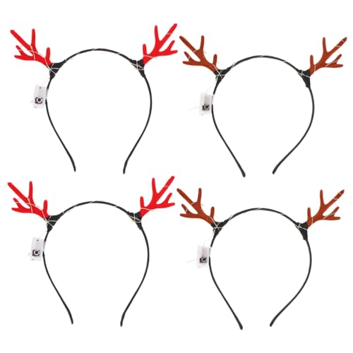 CLISPEED 4 Stück Teiliges Weihnachts Haarband mit Leuchtenden Rentier Geweihen Leichtes Kopfschmuck Accessoire für Festliche Partys Ergonomisch und Komfortabel für Erwachsene von CLISPEED