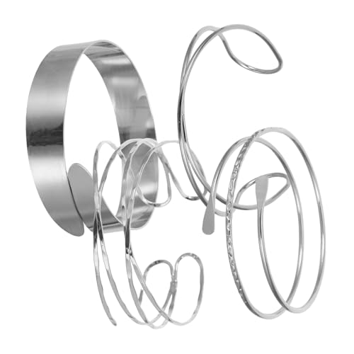 CLISPEED 4stücke Teilige Verstellbare Geometrische Armreife Minimalistische Armreif-armmanschetten Unregelmäßiger Oberarmreif Für Frauen Langlebiges Legierungsmaterial Offenes Design von CLISPEED