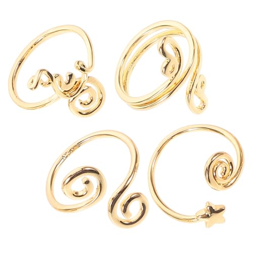 CLISPEED 4 Stück Verstellbares Zehenring Set Teilig Damen Gold mit Funkelnden Zirkonia Sommer Strand Schmuck Offene Fußringe für Frauen Modisch und Individuell Anpassbar von CLISPEED