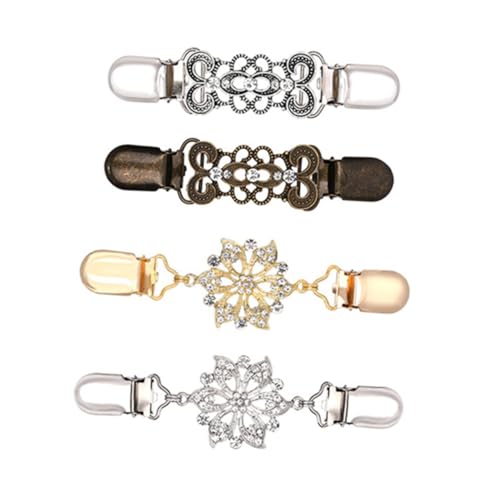 CLISPEED 4 Stück Vintage Dress Cinch Clips aus Robustem Legierungs Material Vielseitige Cardigan und Schal Clips für Damen für Pullover Kleider und Blusen Einfache Befestigung für Formelle von CLISPEED