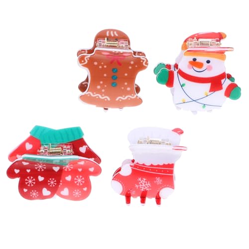 CLISPEED 4 Stück Weihnachtliche Haarklammern Kleine Haarkralle Stabil Rutschfest für Damen Haarstyling Festhaltend Langlebig und Schonend Geeignet für Alltag Make Up Küche von CLISPEED