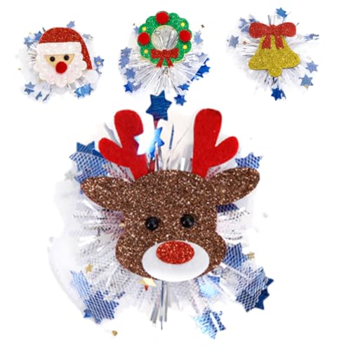 CLISPEED 4 Stück Weihnachtliche Haarklammern für Mädchen Stabile Haarspangen mit Netzstoff Langlebig Festhaltend Festliche Haarschmuck für Weihnachten Party Karneval und Geschenkideen von CLISPEED