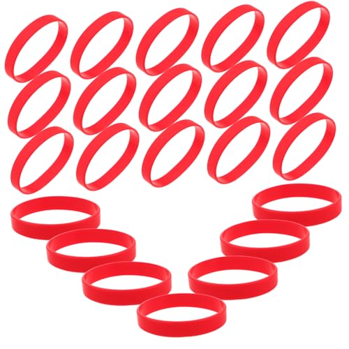 CLISPEED 48 Stück Teiliges Rote Silikon Armbänder Elastisch Wasserfest Passend für Damen für Events Spendenaktionen Partys und Outdoor Aktivitäten von CLISPEED