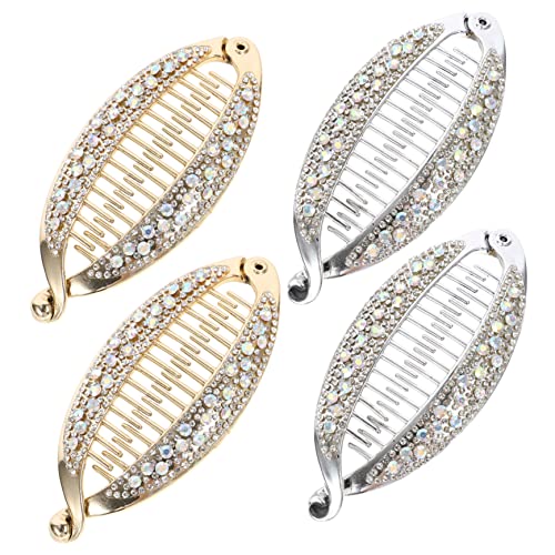 CLISPEED 4Stücke Fischform Haarspangen Rutschfeste Bananen Clips für Pferdeschwanzhalter Glitzernde Haarklammern Gold und Silber für Damen und Besondere Anlässe CLISPEED 4Stücke Fischform Haarspangen Rutschfeste Bananen Clips für Pferdeschwanzhalter Glitzernde Haarklammern Gold und Silber für Damen und Besondere Anlässe von CLISPEED