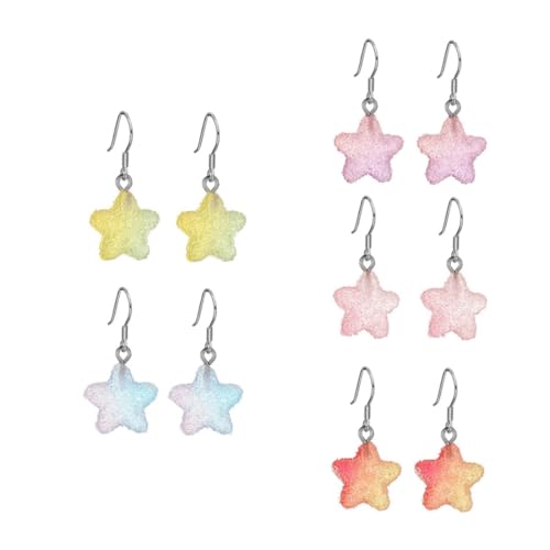 CLISPEED 5 Paare Mädchen Ohrhänger Sternförmige Ohrstecker Bunte Weiche Candy Ohrschmuck Kreative Mattierte Ohrringe für Alltag und von CLISPEED