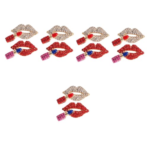 CLISPEED 5 Sätze Lippenstift Broschen Für Damen Funkelnde Rhinestone Anstecknadeln Für Kleidung Hüte Und Anzüge Stilvolles Accessoire Rot 2 Stück * 5 von CLISPEED