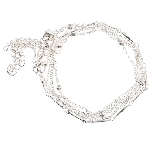 CLISPEED 5 Stück Damen Fußkettchen Silber Rundperlen Mehrschichtig Strand Schmuck Verstellbar Elegant Für Alltag Party Strand CLISPEED 5 Stück Damen Fußkettchen Silber Rundperlen Mehrschichtig Strand Schmuck Verstellbar Elegant Für Alltag Party Strand von CLISPEED