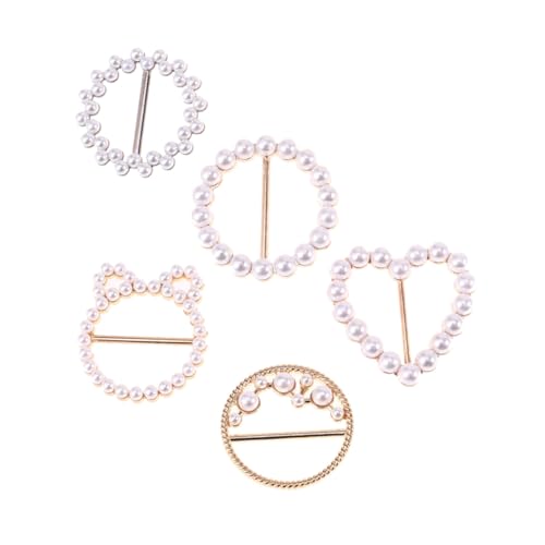 CLISPEED 5 Stück Modische T Shirt Clips Teiliges Kleidungsklammern mit Perlen und Strassbesatz Vielseitige Fashion Scarf Clip Ringe für Dekoration von T Shirts Hüften und Taillen Stilvolle von CLISPEED