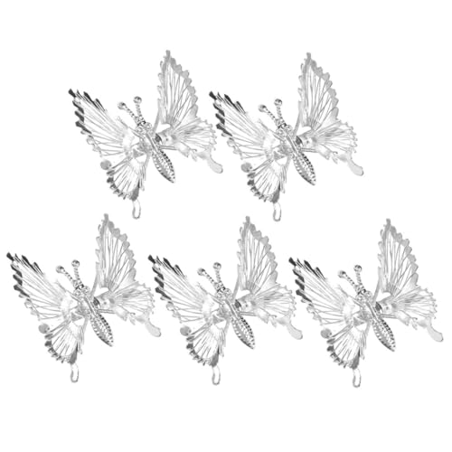CLISPEED 5 Stück Schmetterling Haarspangen Metall Haarklammern für Damen Bewegliche Flügel Rutschfest Stylischer Haarschmuck für Alltag und Geschenk Silberfarben von CLISPEED