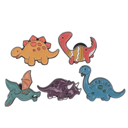 CLISPEED 5 Stück Süße Kawaii Dinosaurier Broschen Emaille Anstecknadeln für Kleidung Taschen und Jacken Schmuckstücke für Frauen und Mädchen Niedliche Cartoon Designs für DIY Projekte von CLISPEED
