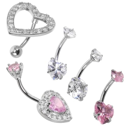 CLISPEED 5 Stück Teiliges Bauchnabelpiercing aus Edelstahl Eleganter Herz Design mit Funkelnden Zirkonia Hautfreundlich Verschleißfest Modischer Körperschmuck für Damen CLISPEED 5 Stück Teiliges Bauchnabelpiercing aus Edelstahl Eleganter Herz Design mit Funkelnden Zirkonia Hautfreundlich Verschleißfest Modischer Körperschmuck für Damen von CLISPEED