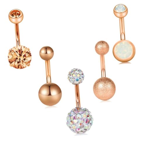 CLISPEED 5 Stück Teiliges Bauchnabelpiercing aus Rostfreiem mit Funkelnden Strasssteinen Langlebig und Hautfreundlich Modischer Körperschmuck für Frauen für Party und Tanzveranstaltungen von CLISPEED