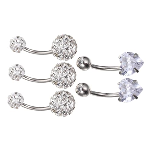 CLISPEED 5 Stück Teiliges Bauchnabelpiercing mit Zirkonia Anhänger Baumelndes Nabelpiercing Schmuck Damen für Festival Party und Tanz Langlebig und Modisch Auffällige Bauchdekoration von CLISPEED