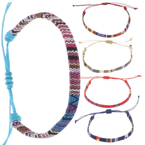 CLISPEED 5 Stück Teiliges Baumwoll Leinen Armband Handgewebte Verstellbare Freundschafts und Fußkettchen Bunte Geflochtene Bänder Modischer Schmuck für Damen und Herren Komfortabel und von CLISPEED