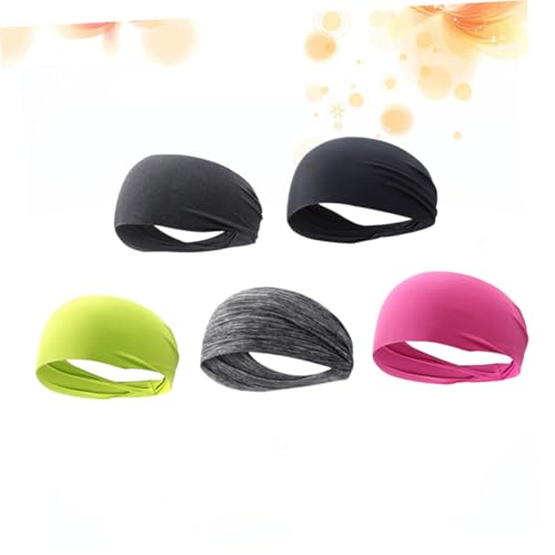 CLISPEED 5 Stück Teiliges Elastisches Stirnband für Sport Unisex Schnelltrocknend Schweißabsorbierend Yoga Laufband Workout Fitness Haarbänder Kopfumfangsneutral von CLISPEED