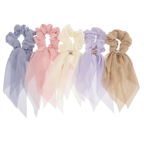 CLISPEED 5 Stück Teiliges Haargummi mit Eleganten Doppellagigen Band Schleifen Weiche Ponytail Halter für Damen und Mädchen Modischer Haarschmuck zum Fixieren und Stylen bei Alltag Sport von CLISPEED