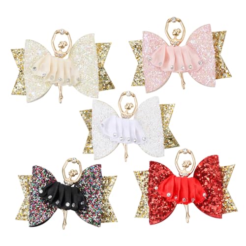 CLISPEED 5 Stück Teiliges Haarschmuck für Mädchen Schimmernde Glitzer Haarspangen mit Ballettmädchen Motiv Modische und Leichte Haarklammern für Alltag und Party Stilvoll und Tragbar von CLISPEED