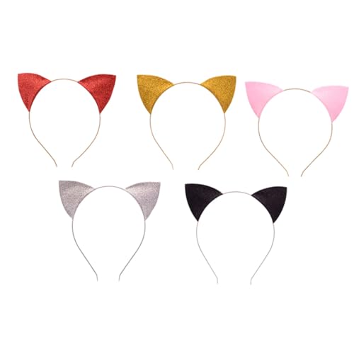 CLISPEED 5 Stück Teiliges Katzenohren Stirnband mit Glitzer Pailletten Verstellbar Weiches Material für Halloween Masquerade Party und Fotorequisiten Zufällige Farben Damen Zufällige Farbe von CLISPEED