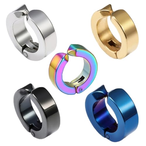 CLISPEED 5 Stück Teiliges Kreative Ohrclips Ohrloch Herren Ohrschmuck Verschiedenen Farben Schwarz Gold Blau Regenbogen Stilvolle Ohrringe für von CLISPEED