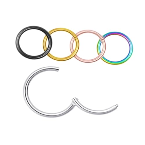 CLISPEED 5 Stück Teiliges Nasenringe für Damen Verstellbare Geschlossene Nasenpiercings in Schwarz Gold und Roségold Schmerzfrei Tragbarer Nasenschmuck für Verschiedene Nasengrößen von CLISPEED