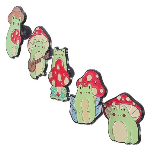 CLISPEED 5 Stück Teiliges Niedliche Frosch und Pilz Broschen Tierabzeichen für Kleidung Hüte und Taschen Anstecknadeln Schmuck Einzigartiges Design und Verarbeitung von CLISPEED
