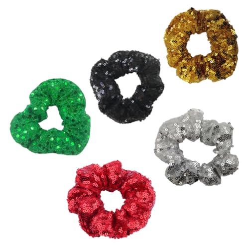 CLISPEED 5 Stück Teiliges Pailletten Haargummis Elastische Ponytail Holder für Damen Bunte Haarkreise Bequem und Langlebig Geeignet für Weihnachten Partys Büro und Alltag von CLISPEED