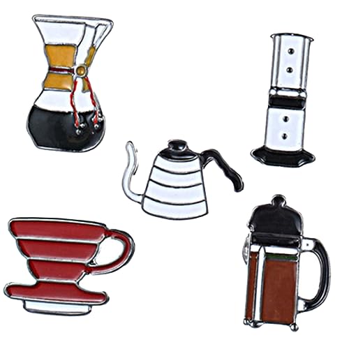 CLISPEED Kaffeebrosche 5 Stück Lustige Emaille Anstecknadel Für Kleidung Und Rucksäcke Kreatives Kaffeetassen Design Tragbar Und Leicht Für Kaffeeliebhaber von CLISPEED