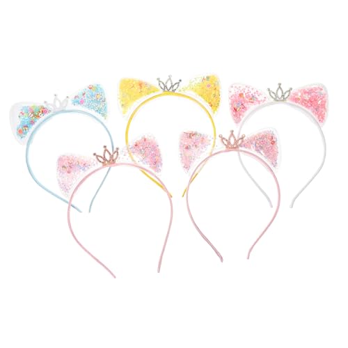 CLISPEED 5 Stück Teiliges Quicksand Katzenohren Haarband für Mädchen Glitzerndes Party Haaraccessoire Komfortabel Langlebig für Geburtstagsfeiern Cosplay und Zufällige Farbe von CLISPEED