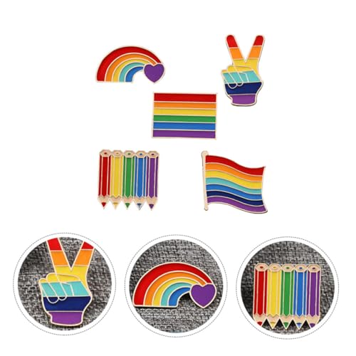 CLISPEED 5 Stück Teiliges Regenbogen Broschen Lgbt Pride Anstecknadeln aus Vielseitige Kleidungsklammern Modische Suit Corsage für Jacken Pullover Taschen Geeignet für Partys und Alltag von CLISPEED