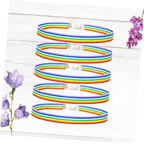 CLISPEED 5 Stück Teiliges Regenbogenband Halsketten Breit Clavicle Schmuck für Damen Mädchen Vielseitige Halsdekoration Langlebiges Material für Partys Urlaub von CLISPEED