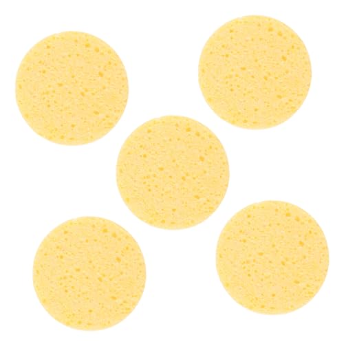 CLISPEED 5 Stück Teiliges Runde Make Up Schwämme Weich Hautfreundlich Sanftes Peeling Porentief Wiederverwendbar für Frauen Kosmetische Reinigung Pads Gelb von CLISPEED