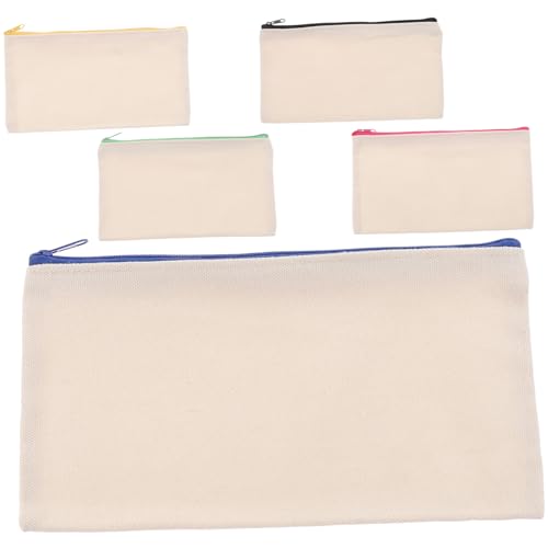 CLISPEED 5 Stück Teiliges Segeltuch Make Up Täschchen mit Reißverschluss Leere DIY Kosmetiktasche Vielseitiger Kulturbeutel für Stifte Kosmetik und Reise Tragbare Aufbewahrungstasche zum von CLISPEED
