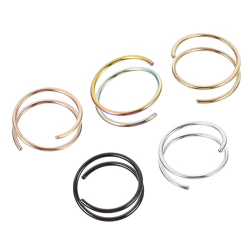 CLISPEED 5 Stück Teiliges Spirale Nasenring Doppelter Nasenpiercing Ring Bunte Schwarze Goldene und Roségoldene Farben für Damen und Herren Geeignet für Anlässe von CLISPEED