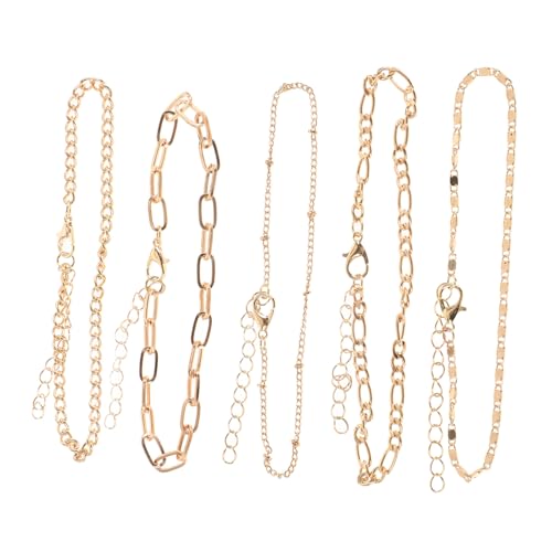 CLISPEED 5 Stück Teiliges Vintage Metall Fußkettchen Set für Damen Verstellbare Rostfreie Knöchelketten mit Charmantem Retro Design Vielseitiger Schmuck für Alltag und Besondere Anlässe von CLISPEED