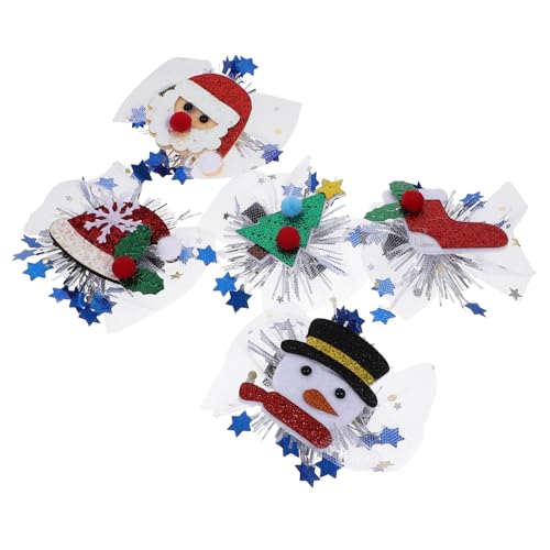 CLISPEED 5 Stück Teiliges Weihnachts Haarschmuck für Mädchen Niedliche Haarklammern mit Filz und Tüll Designs Langlebige Haarspangen für Geeignet für Weihnachten Karneval und Partys von CLISPEED