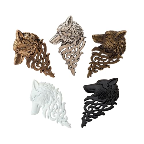 CLISPEED 5 Stück Vintage Wolf Kopf Broschen Anstecknadeln aus Legierung für Herren Retro Mode Reversnadeln Vielseitig für Hochzeit Geburtstag Party Accessoire Zufällige Zufällige Farbe von CLISPEED