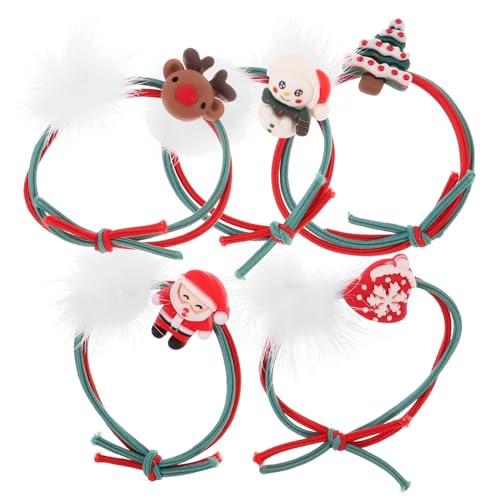 CLISPEED 5 Stück Weihnachts Haarbänder für Mädchen Elastische Haargummis mit Weihnachtsbaum Farbenfrohe Robuste Haarbänder für Party Geburtstage und Festliche Anlässe von CLISPEED