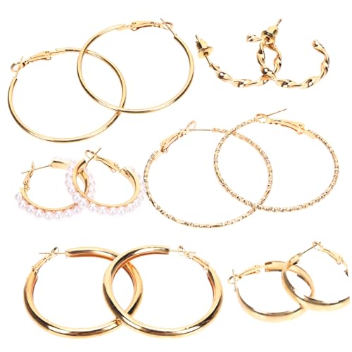CLISPEED 6 Paare Geometrische Creolen Ohrringe mit Perlen Leichte Dangler für Damen Eleganter Schmuck Vielseitig Kombinierbar Langlebiges Legierungsmaterial Komfortabel zu Tragen CLISPEED 6 Paare Geometrische Creolen Ohrringe mit Perlen Leichte Dangler für Damen Eleganter Schmuck Vielseitig Kombinierbar Langlebiges Legierungsmaterial Komfortabel zu Tragen von CLISPEED