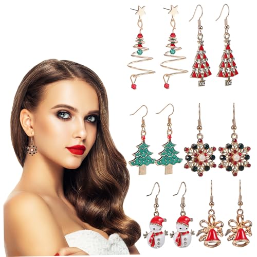 CLISPEED 6 Paare Weihnachts Ohrringe Damen Baumelnde Dangle Ohrschmuck Leicht Verschiedene Schneeflocken Glocken Weihnachtsbäume Snowman Schmuck CLISPEED 6 Paare Weihnachts Ohrringe Damen Baumelnde Dangle Ohrschmuck Leicht Verschiedene Schneeflocken Glocken Weihnachtsbäume Snowman Schmuck von CLISPEED