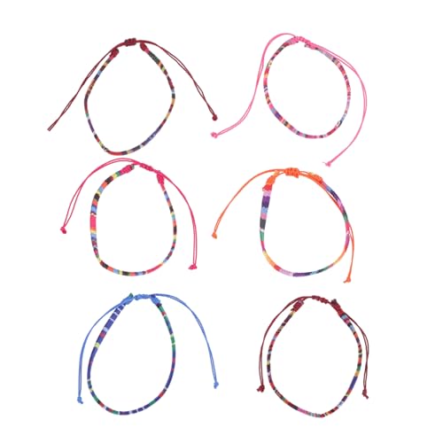 CLISPEED 6 Stück Boho Fußkettchen Damen Teilig Verstellbar Bunte Strand Fußkette Baumwolle Leinen Geflochten Sommer Schmuck für Frauen Modisch Leicht und Hautfreundlich von CLISPEED