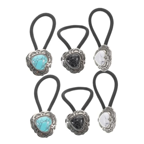 CLISPEED 6 Stück Boho Haarbänder aus Metall Vintage Herzförmige Elastische Haargummis für Frauen Mädchen Western Stil Pferdeschwanz Halter Modische Haar accessoires Langlebig und von CLISPEED