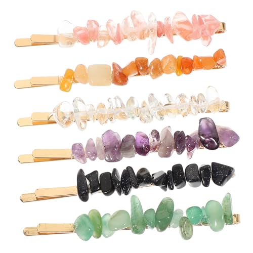 CLISPEED 6 Stück Natürliche Edelstein Haarklammern aus Metall Dekorative Bunte Bobby Pins für Damen Leichte Langlebige Haarspangen für Zöpfe Pferdeschwanz und Lockiges Haar von CLISPEED