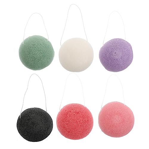 CLISPEED 6 Stück Natürliche Wiederverwendbare Gesichts Schwämme aus Konjak für Sanftes Peeling und Porentiefe Hautfreundlich Geeignet für Empfindliche und Babyhaut Make Up Entferner und von CLISPEED