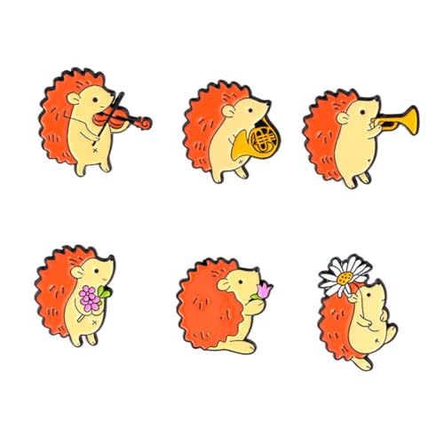 CLISPEED 6 Stück Niedliche Tierbroschen aus Legierung Cartoon Igel Anstecker mit Rückverschluss Modische Kleidung Dekoration für Jacken Taschen Rucksäcke Geschenkidee von CLISPEED