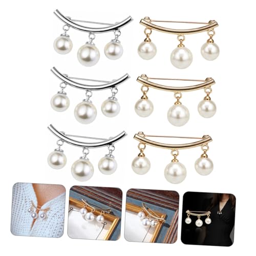 CLISPEED 6 Stück Perlen Broschen zur Taillenverkleinerung Metall Broschen für Damen Sicherheitsnadeln für Schal Tuch Pullover und Kleid Accessoires für Strickjacke und Kleidung von CLISPEED