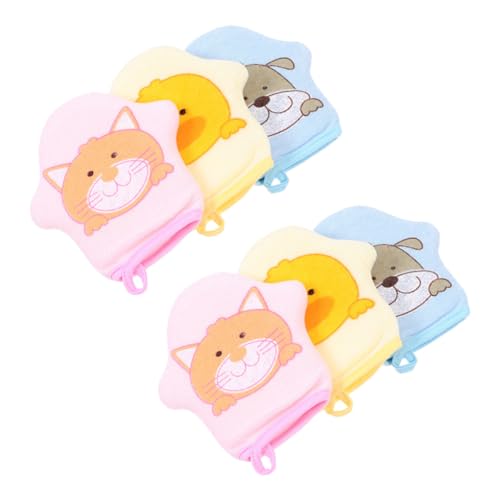 CLISPEED 6 Stück Teiliges Cartoon Duschhandschuhe Waschhandschuhe Weich Hautfreundlich für Sanfte Reinigung und Massage Beim Baden Geeignet für Junge Mädchen und Kleinkinder von CLISPEED