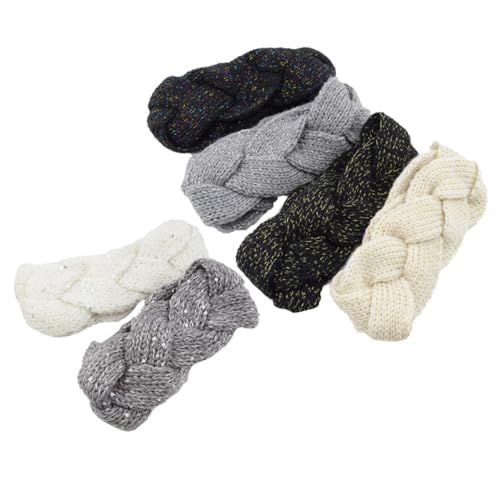 CLISPEED 6 Stück Teiliges Damen Stirnband Winter Gestrickt Warmes Ohrenschutz Haarband mit Geflecht design Elastisch und Dehnbar Vielseitig als Haar Gesichtswärmer für Frauen und Mädchen von CLISPEED