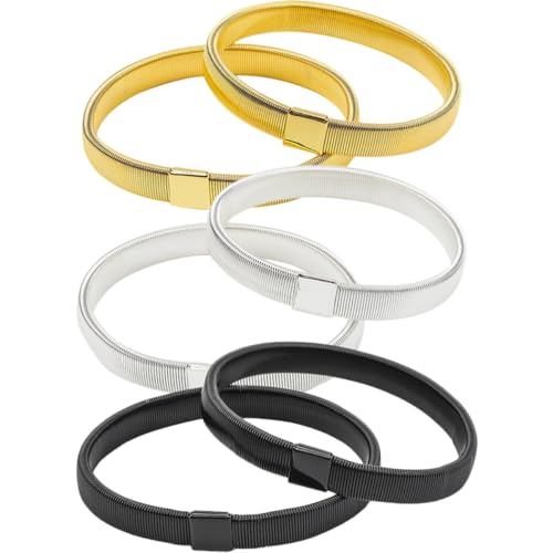 CLISPEED 6 Stück Teiliges Elastisches Herren Ärmelarmband Verstellbar Rutschfest Modische Armkette zum Fixieren von Hemdsärmeln Stilvoll in Schwarz Gold und Silber Praktisch und von CLISPEED