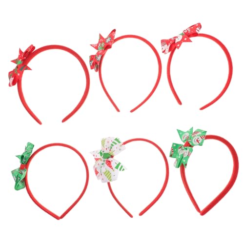 CLISPEED 6 Stück Teiliges Haarband mit Süßen Schleifen Weihnachtlicher Haarschmuck in Rot Grün und Weiß Dekoratives Stirnband für Mädchen Party und Weihnachtsfest Zubehör von CLISPEED
